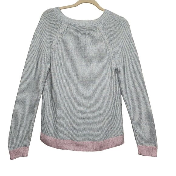 Talbots Womens Cotton And Linen‎ Light Blue Sweater With Pink Trim  Size M - Picture 10 of 11